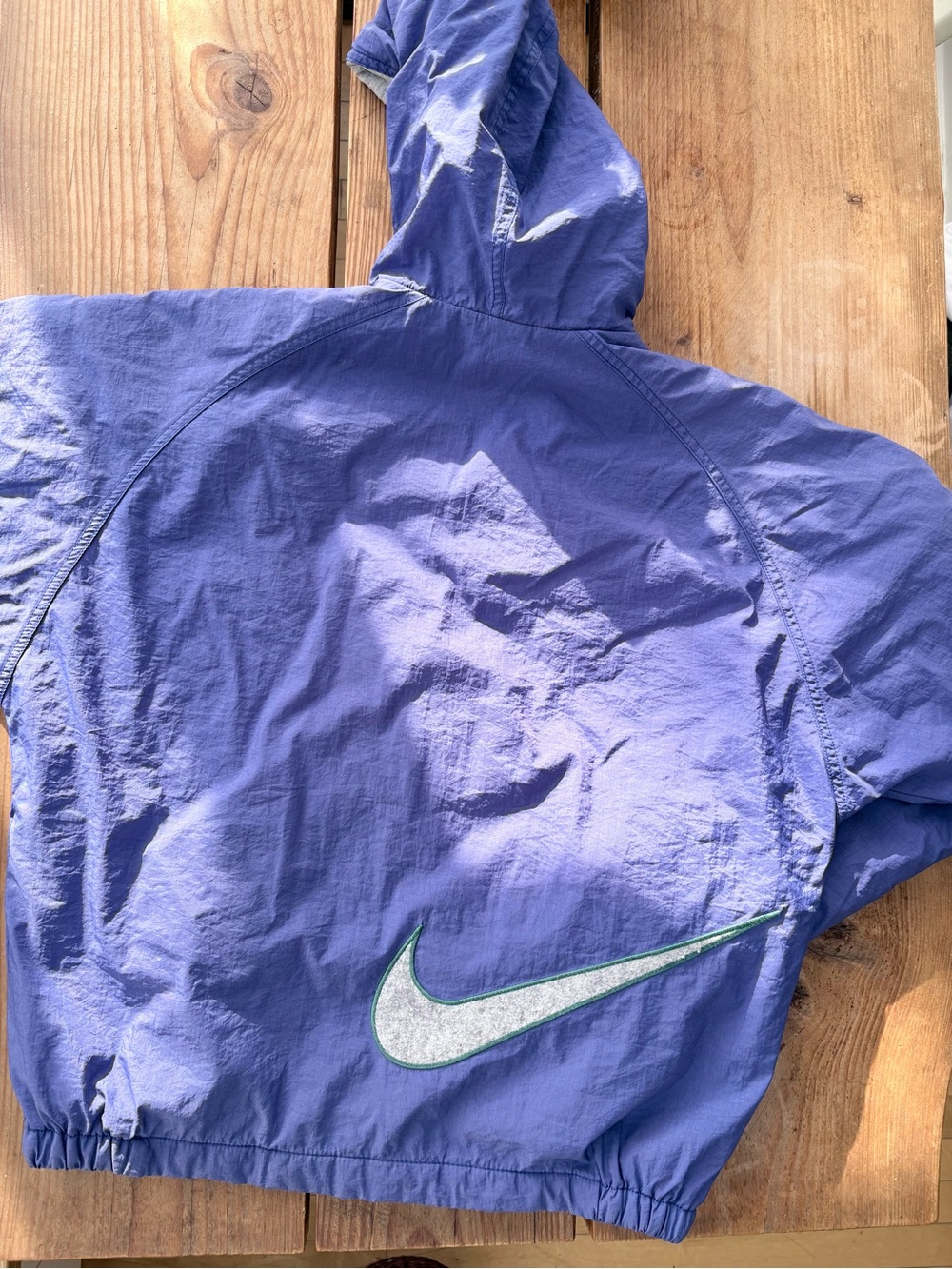 Nike Purple Hooded Bomber Jacket with Green Logo